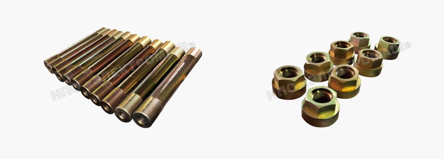 Studs M80х4 and nuts М100х4. Fasteners of the first category. Manufacturing